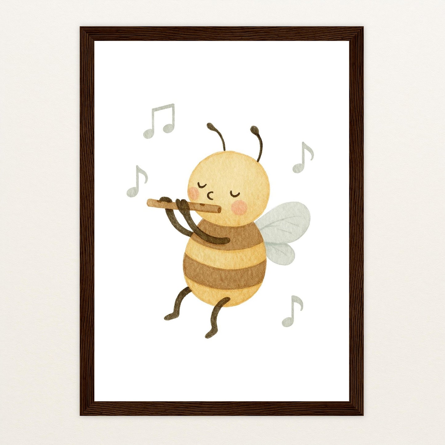 Bibi die Biene - Motiv: "Flöte" Poster mit Holzrahmen von tinylearner