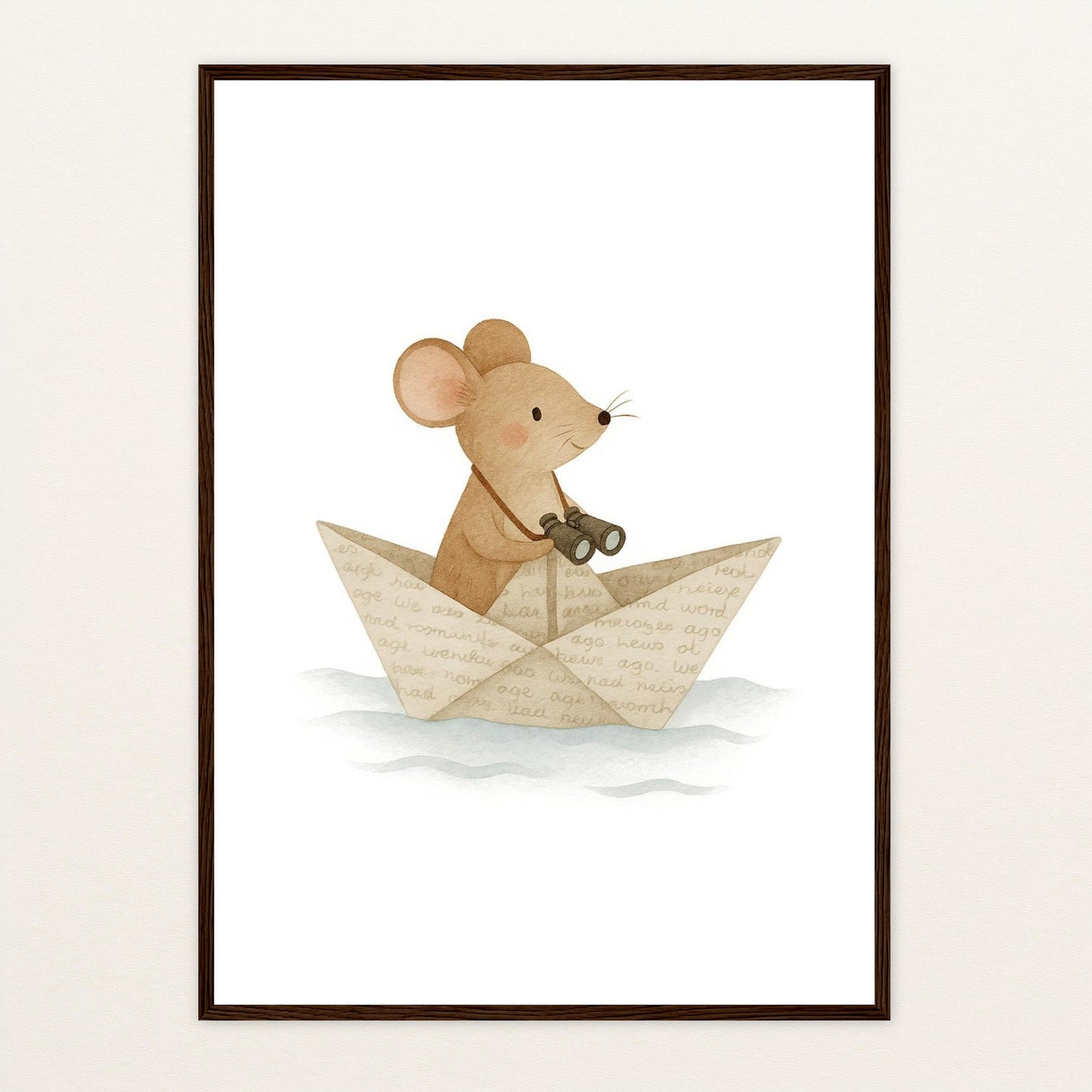 Mimi die Maus - Motiv: "Papierschiff" Poster mit Holzrahmen von tinylearner