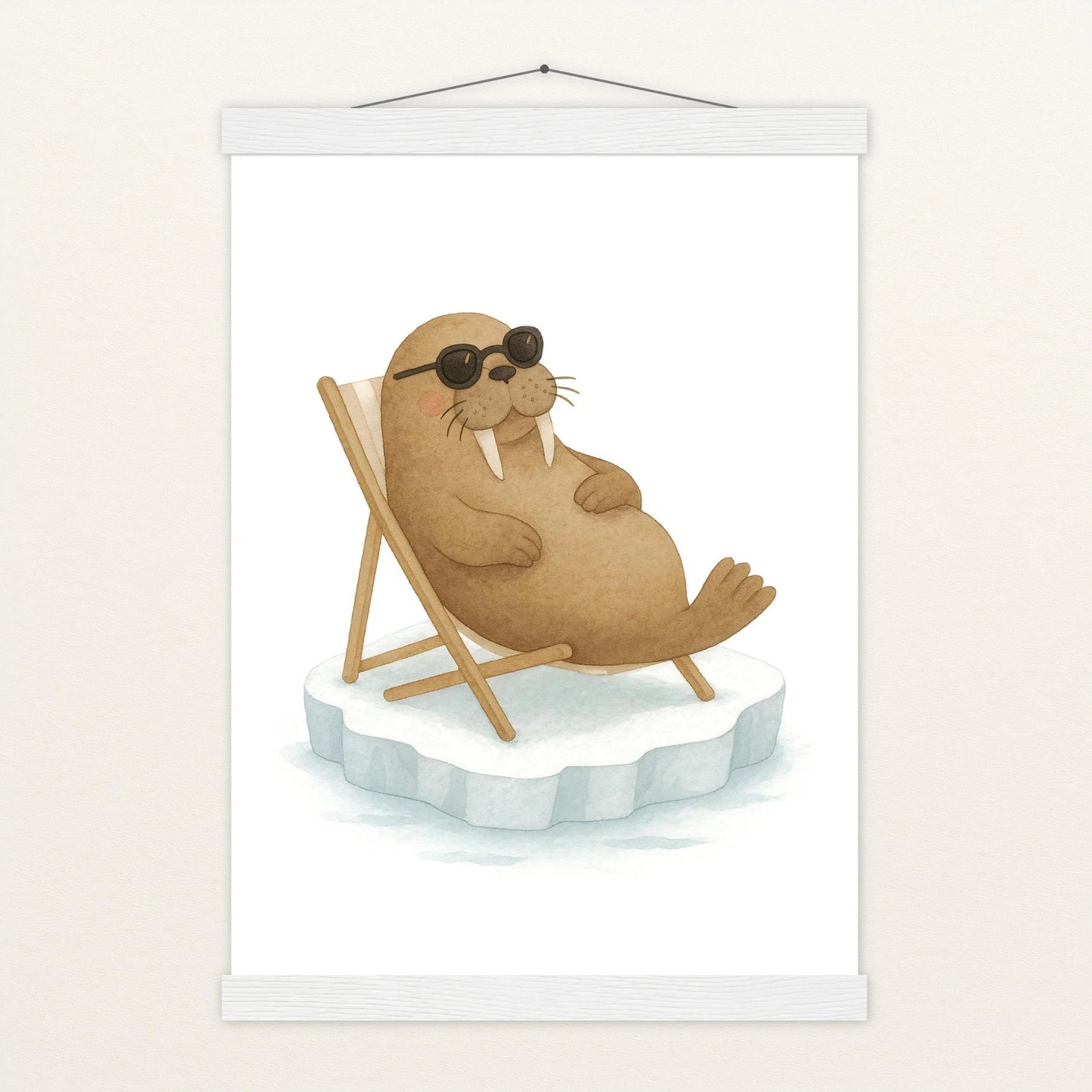 Wally das Walross - Motiv: "Liegestuhl" Poster mit Leisten von tinylearner