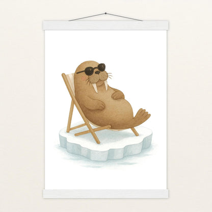 Wally das Walross - Motiv: "Liegestuhl" Poster mit Leisten von tinylearner