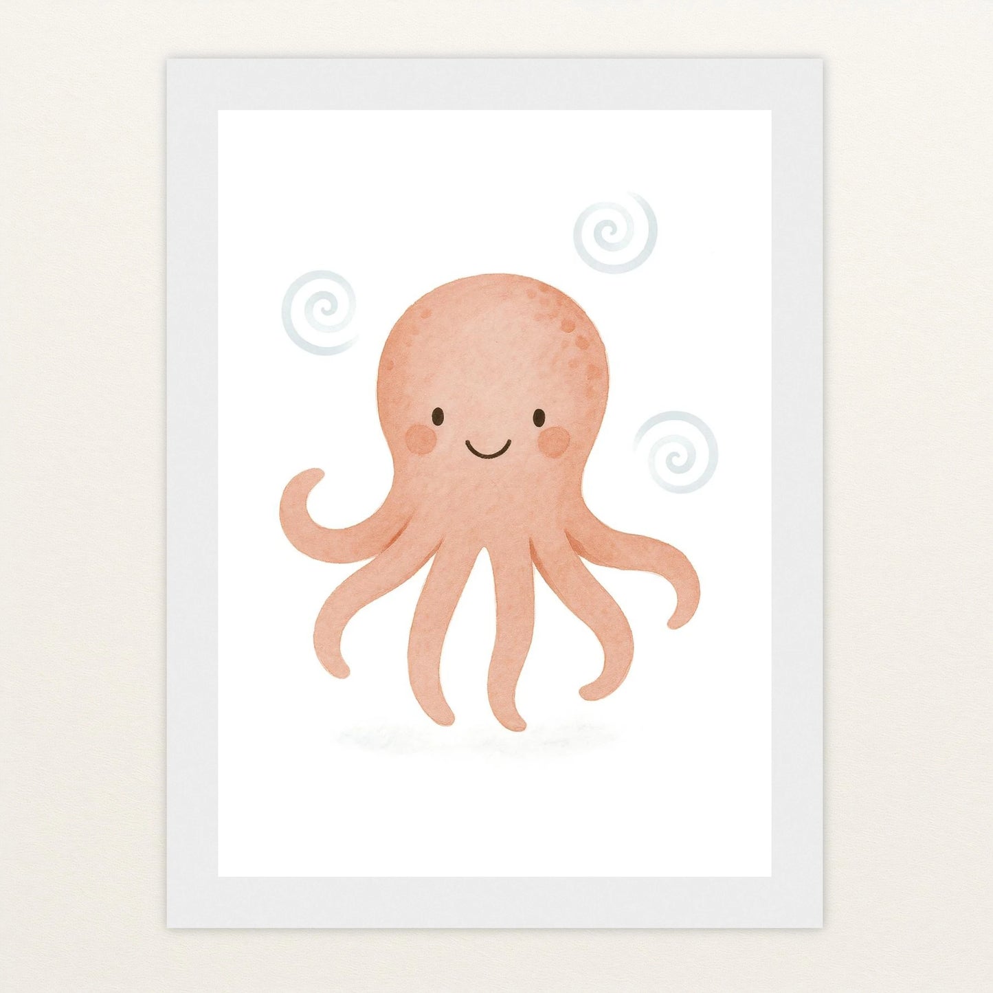 Tilli der Tintenfisch Poster mit Holzrahmen von tinylearner