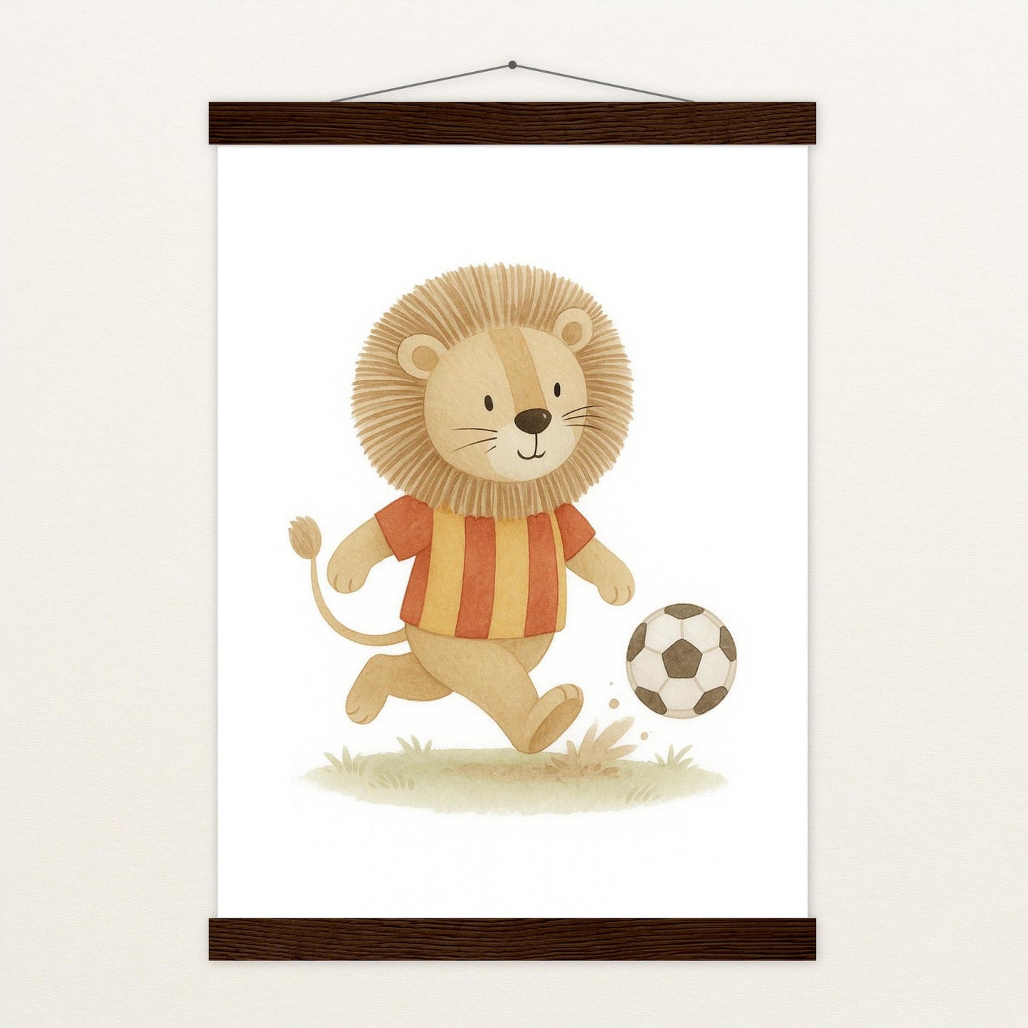 Leo der Löwe - Motiv: "Fußball" Poster mit Leisten von tinylearner