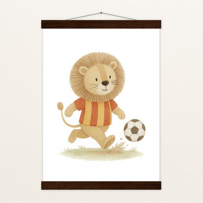 Leo der Löwe - Motiv: "Fußball" Poster mit Leisten von tinylearner