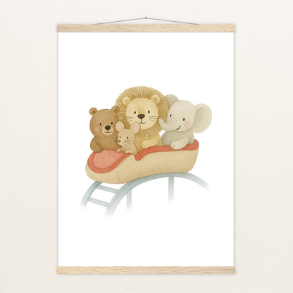 Tierfreunde - Motiv: "Achterbahn" Poster mit Leisten von tinylearner
