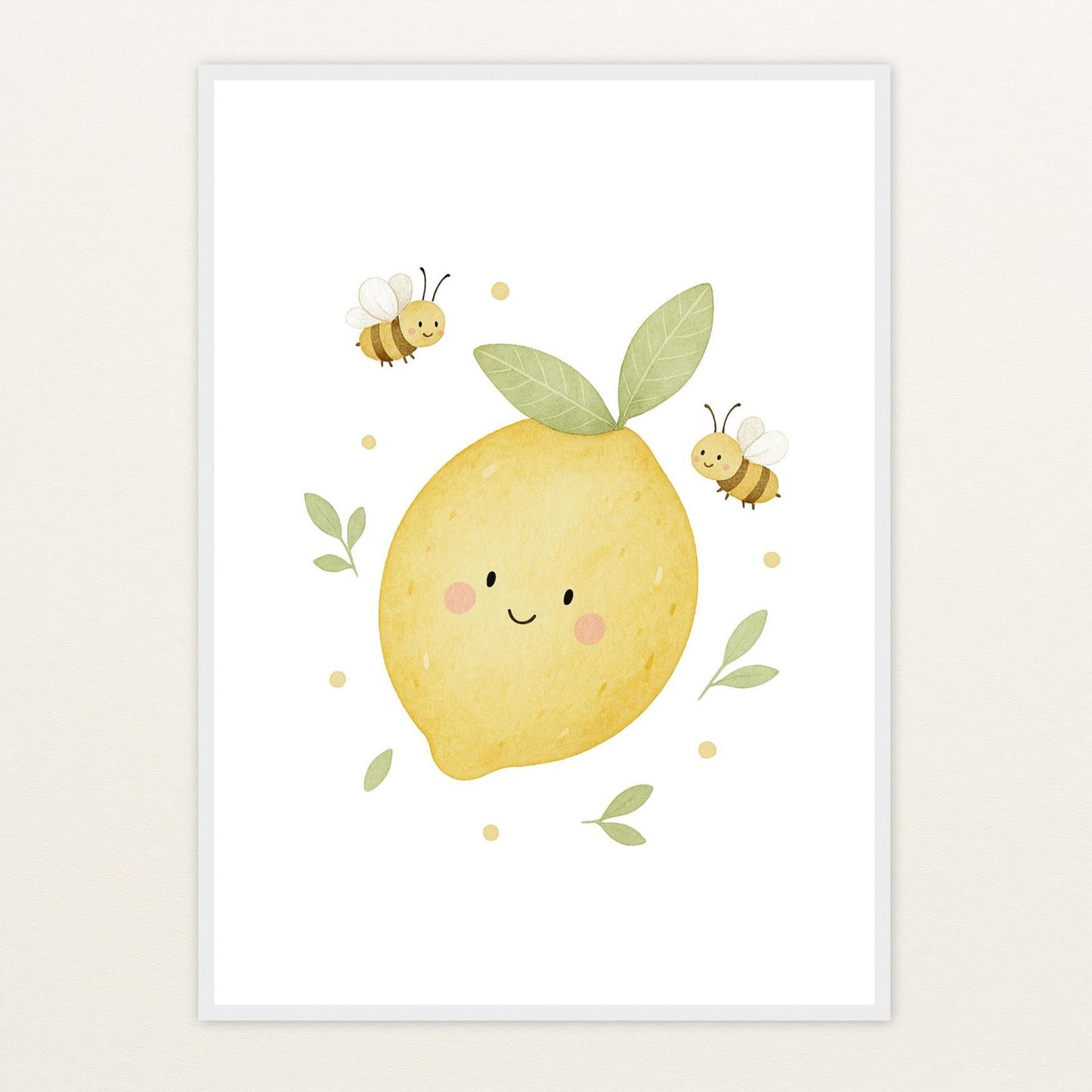 Obst: Zitrone Poster mit Holzrahmen von tinylearner