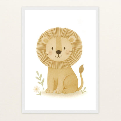 Leo der Löwe Poster mit Holzrahmen von tinylearner