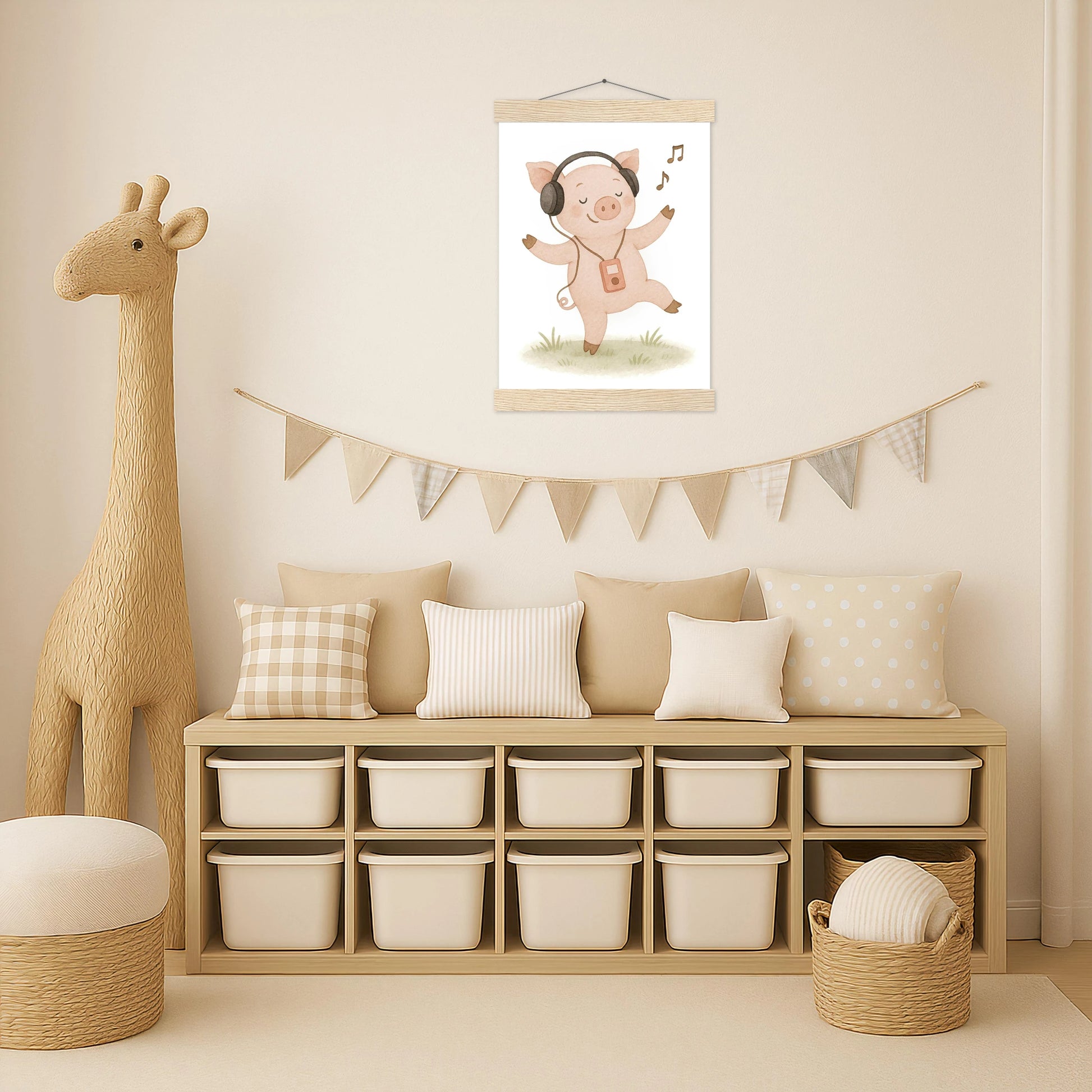 Susi das Schwein - Motiv: "Musik" Poster mit Leisten von tinylearner