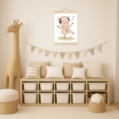 Susi das Schwein - Motiv: "Musik" Poster mit Leisten von tinylearner