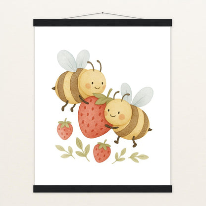 Bibi die Biene - Motiv: "Erdbeere" Poster mit Leisten von tinylearner
