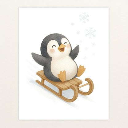 Pia der Pinguin - Motiv: "Schlitten" Poster von tinylearner