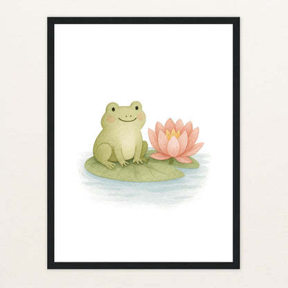Flocke der Frosch Poster mit Holzrahmen von tinylearner
