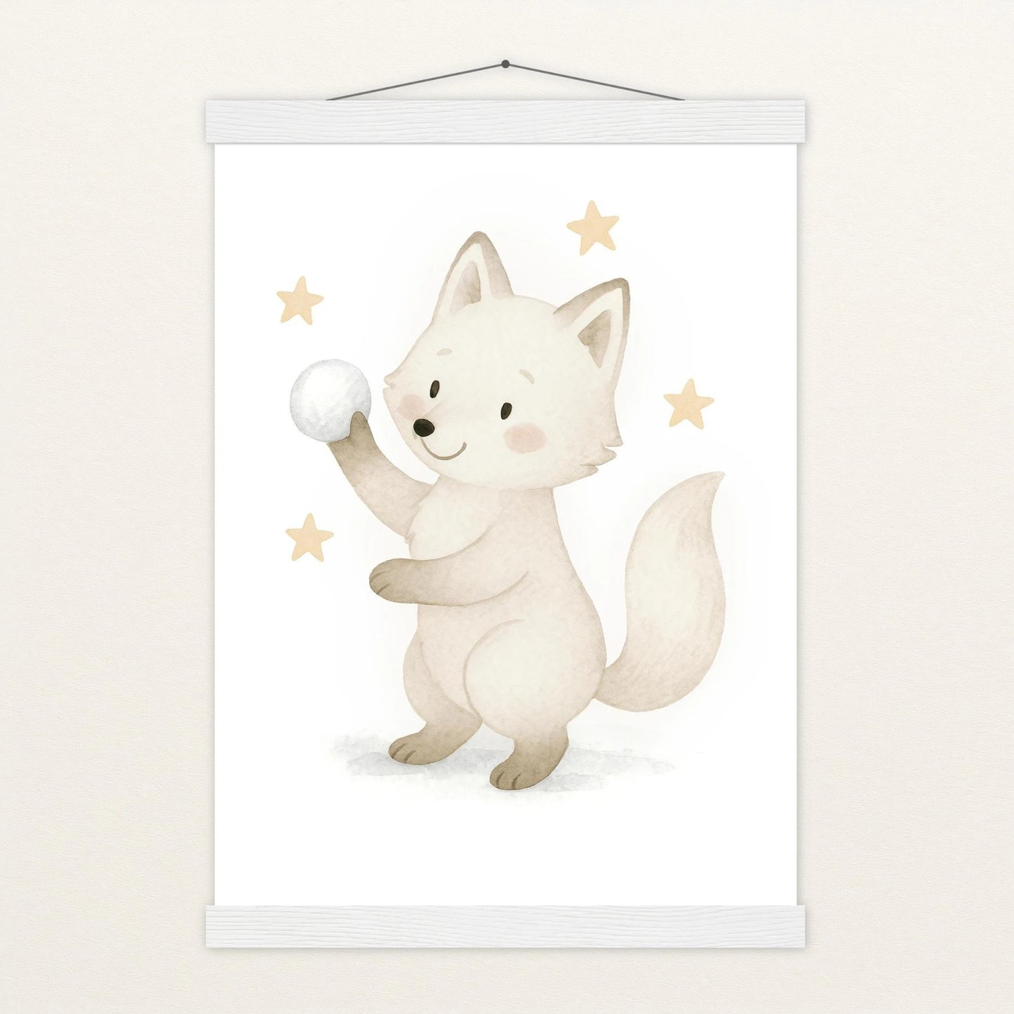 Pino der Polarfuchs - Motiv: "Schneeball" Poster mit Leisten von tinylearner