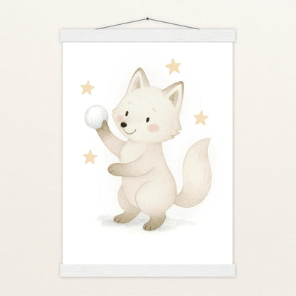 Pino der Polarfuchs - Motiv: "Schneeball" Poster mit Leisten von tinylearner