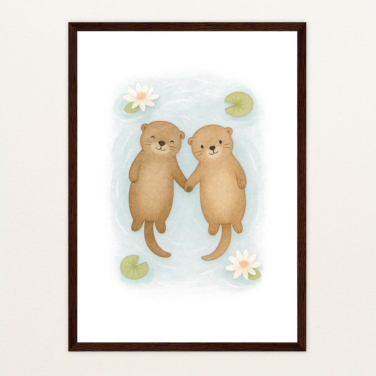 Otti der Otter Poster mit Holzrahmen von tinylearner