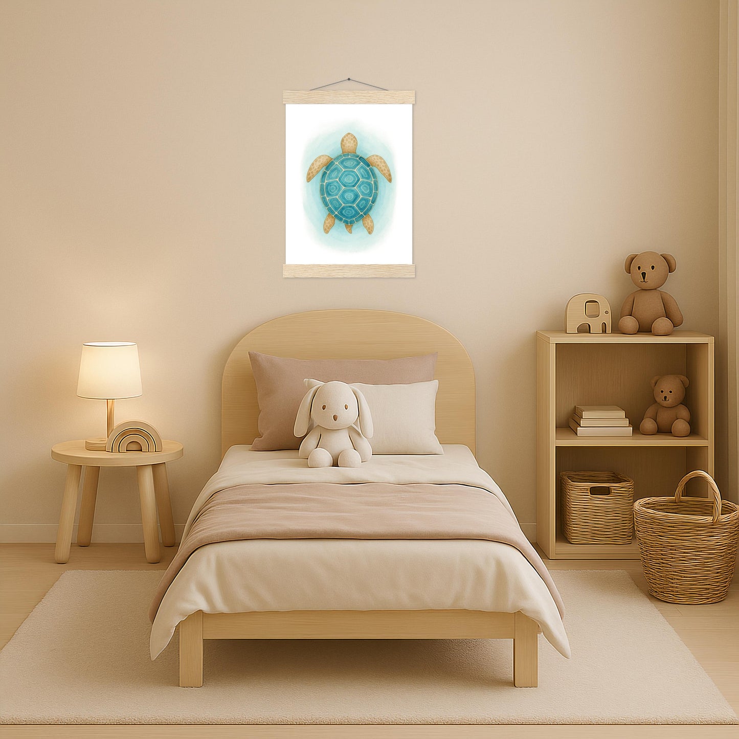 Sora die Schildkröte - Motiv: "Treiben" Poster mit Leisten von tinylearner