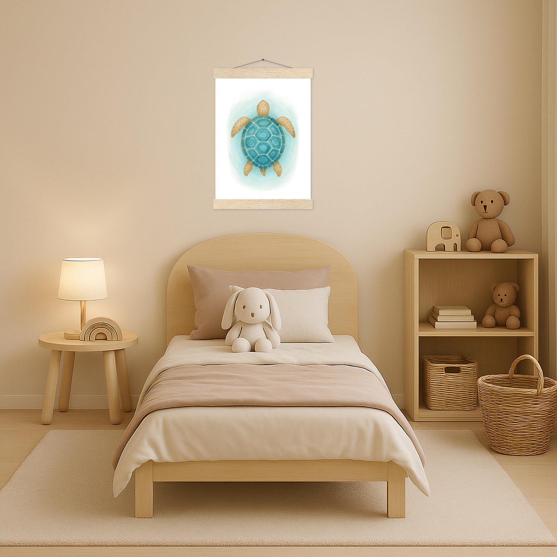 Sora die Schildkröte - Motiv: "Treiben" Poster mit Leisten von tinylearner