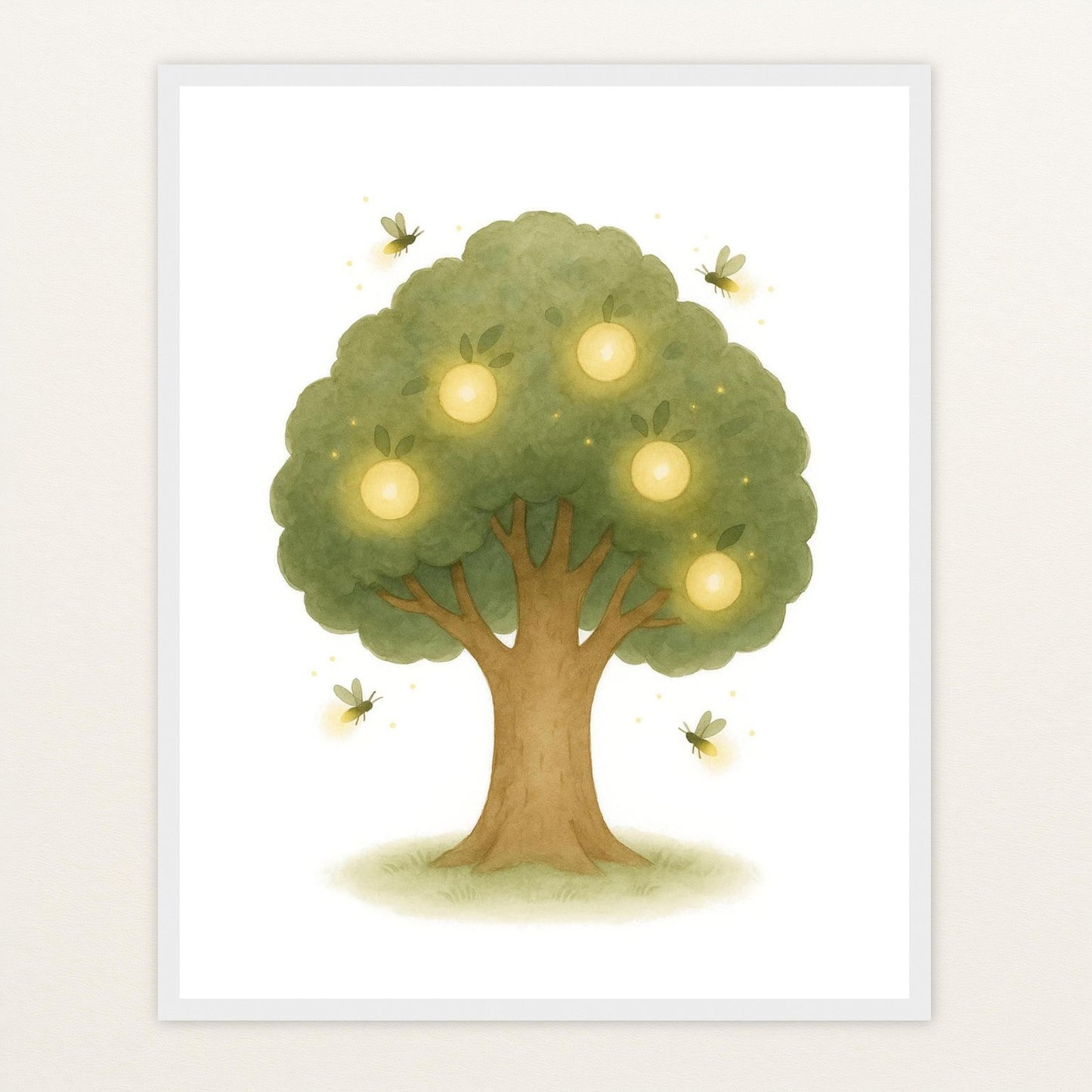 Leuchtbaum Poster mit Holzrahmen von tinylearner