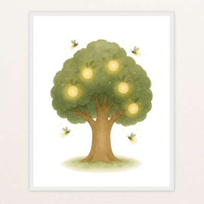 Leuchtbaum Poster mit Holzrahmen von tinylearner