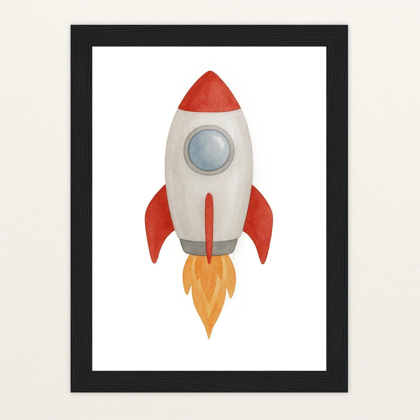 Rakete Poster mit Holzrahmen von tinylearner