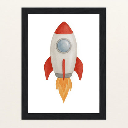 Rakete Poster mit Holzrahmen von tinylearner
