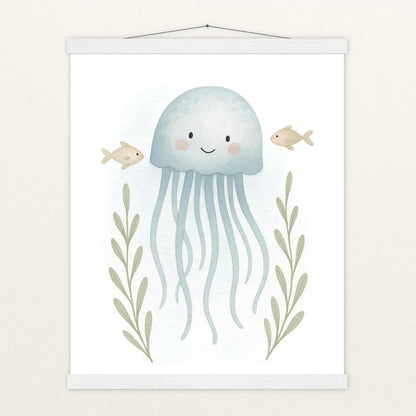 Quinn die Qualle Poster mit Leisten von tinylearner