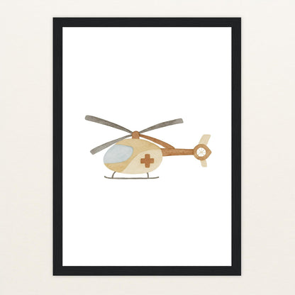 Rettungshubschrauber Poster mit Holzrahmen von tinylearner