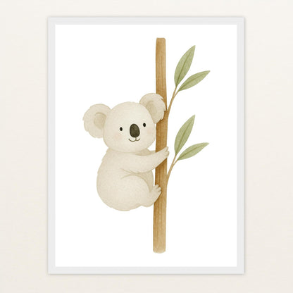 Kori der Koala Poster mit Holzrahmen von tinylearner