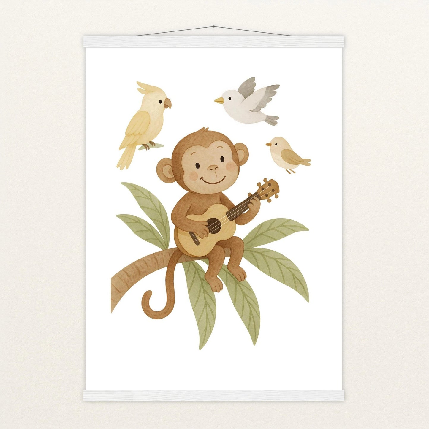 Aki der Affe - Motiv: "Ukulele" Poster mit Leisten von tinylearner