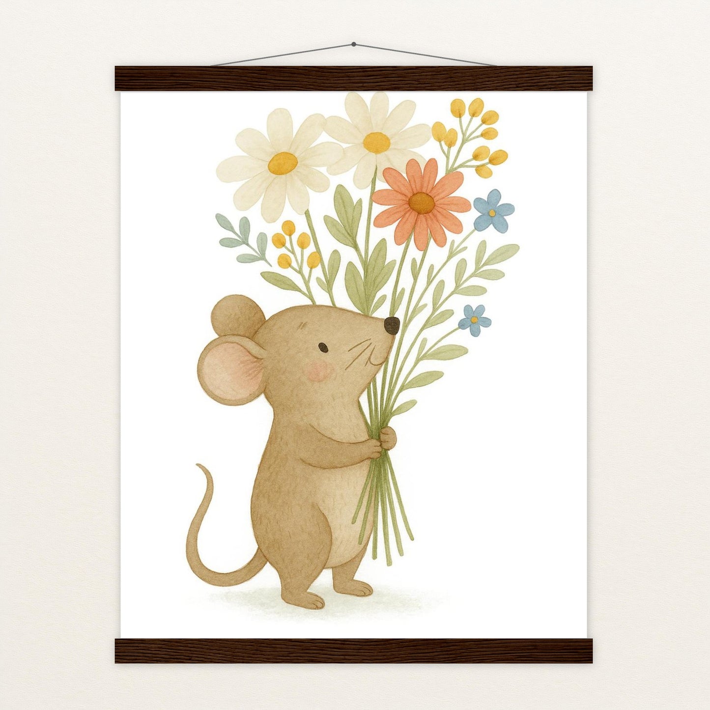 Mimi die Maus - Motiv: "Blumenstrauß" Poster mit Leisten von tinylearner