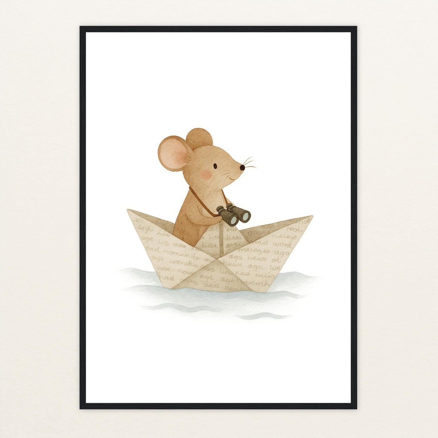 Mimi die Maus - Motiv: "Papierschiff" Poster mit Holzrahmen von tinylearner