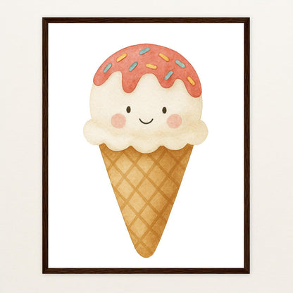 Süßes: Eiscreme Poster mit Holzrahmen von tinylearner