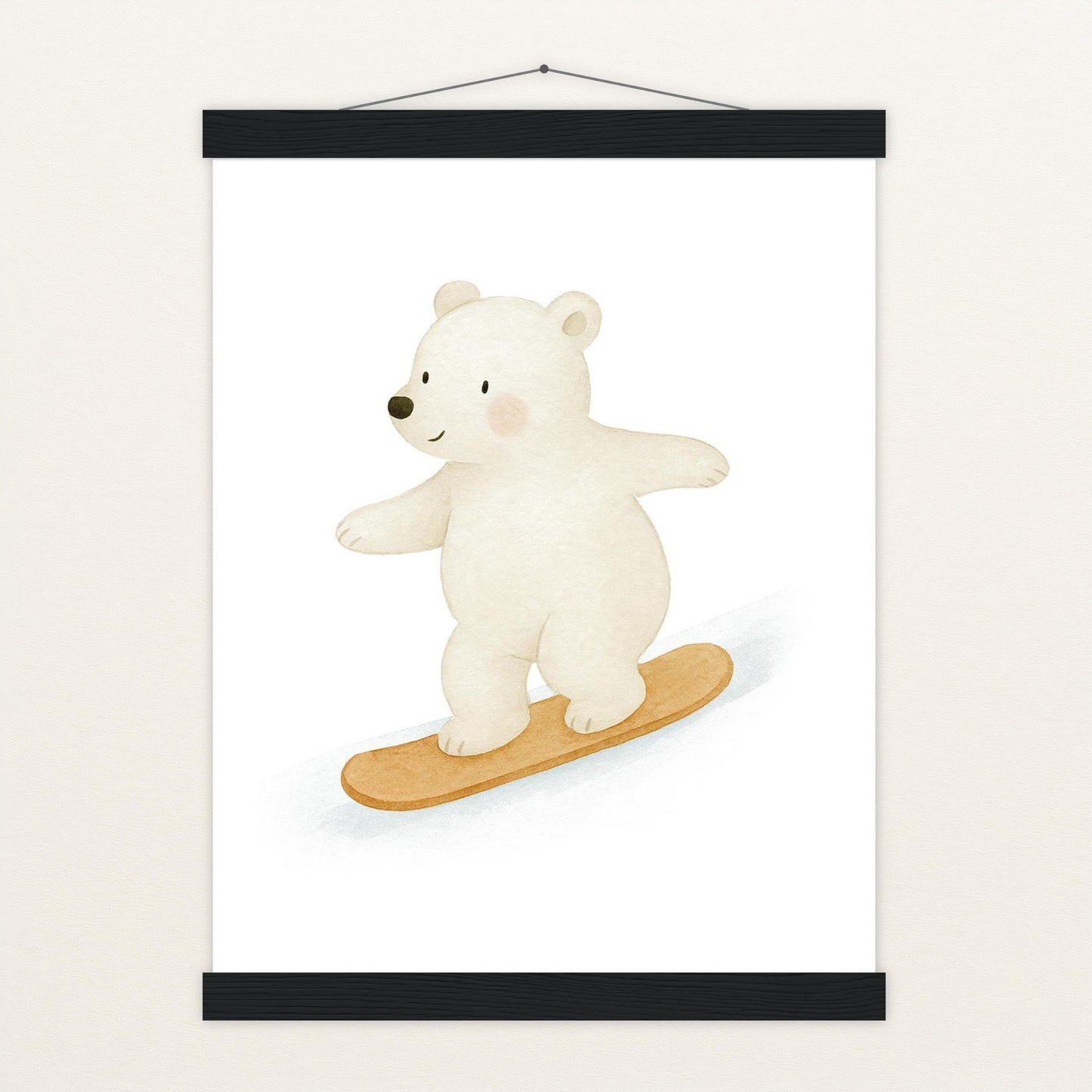 Pummel der Polarbär - Motiv: "Snowboard" Poster mit Leisten von tinylearner