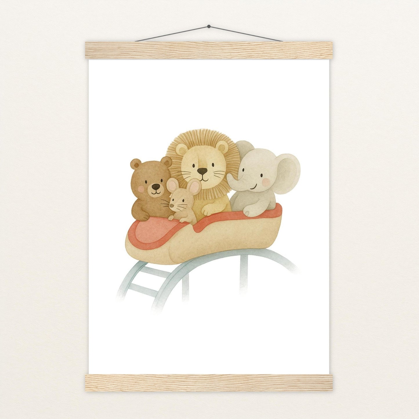 Tierfreunde - Motiv: "Achterbahn" Poster mit Leisten von tinylearner