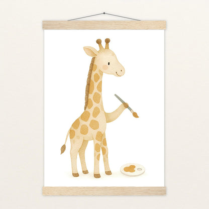 Greta die Giraffe - Motiv: "Malen" Poster mit Leisten von tinylearner