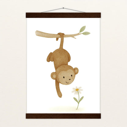 Aki der Affe - Motiv: "Gänseblümchen" Poster mit Leisten von tinylearner