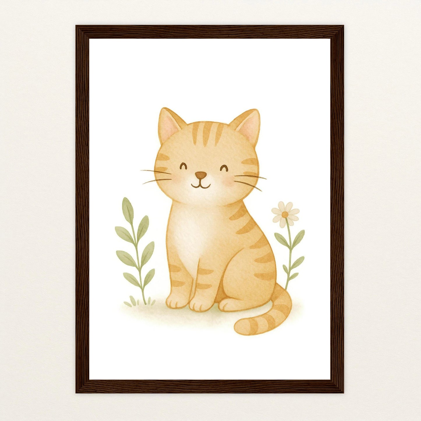 Kira die Katze Poster mit Holzrahmen von tinylearner