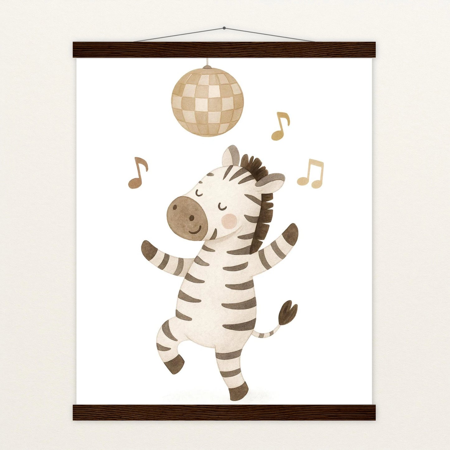Zinni das Zebra - Motiv: "Tanzen" Poster mit Leisten von tinylearner
