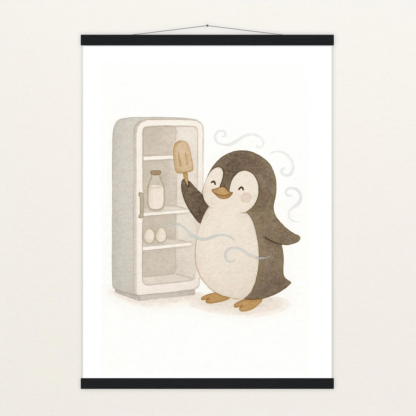 Pia der Pinguin - Motiv: "Eis" Poster mit Leisten von tinylearner