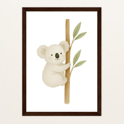 Kori der Koala Poster mit Holzrahmen von tinylearner