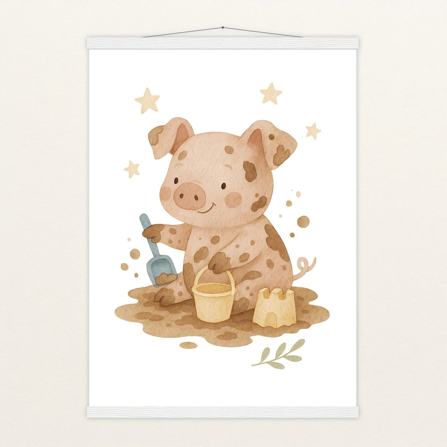 Susi das Schwein - Motiv: "Sandkasten" Poster mit Leisten von tinylearner