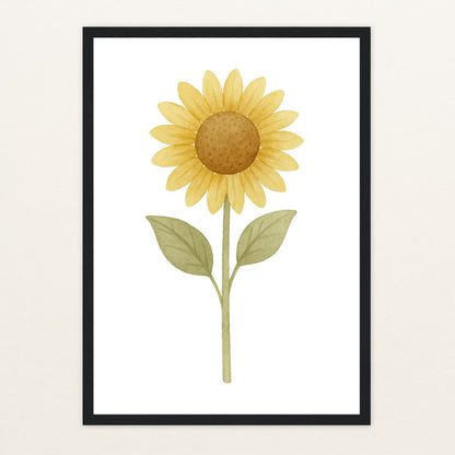 Sonnenblume Poster mit Holzrahmen von tinylearner