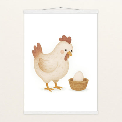 Hanni das Huhn - Motiv: "Ei" Poster mit Leisten von tinylearner