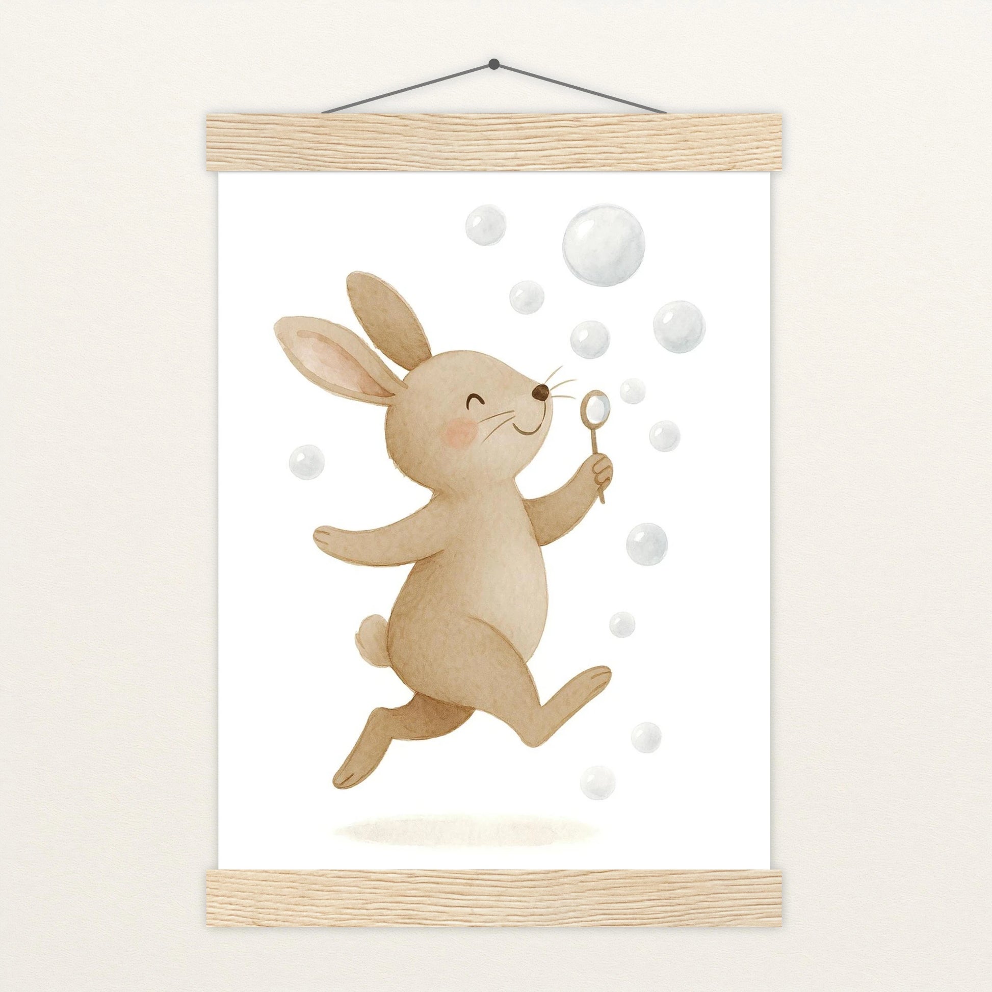 Holly der Hase - Motiv: "Seifenblasen" Poster mit Leisten von tinylearner