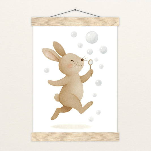 Holly der Hase - Motiv: "Seifenblasen" Poster mit Leisten von tinylearner