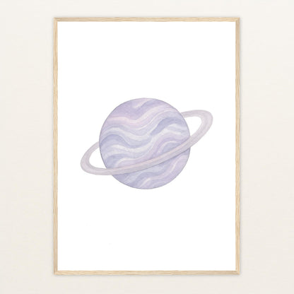 Planet Poster mit Holzrahmen von tinylearner