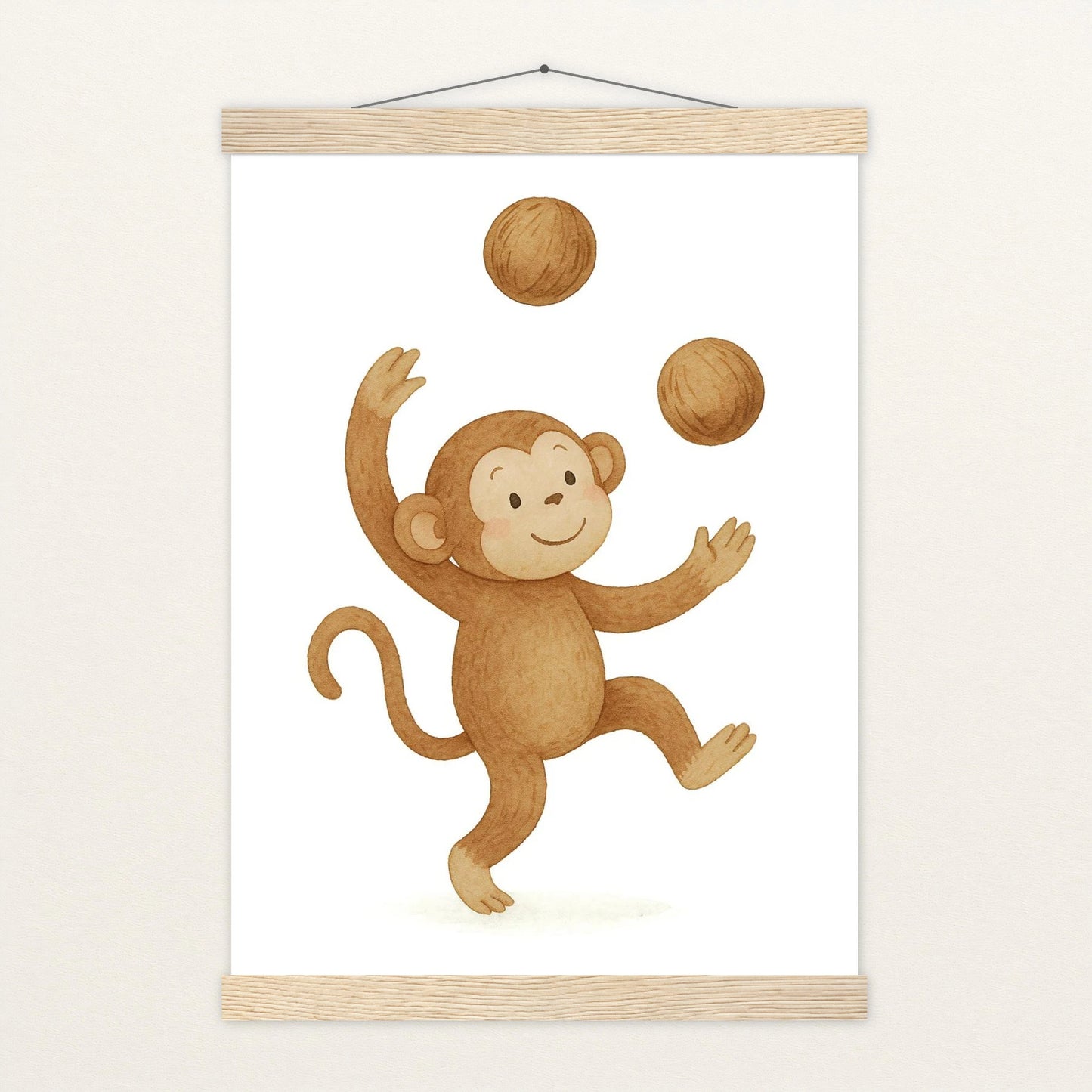 Aki der Affe - Motiv: "Kokosnuss" Poster mit Leisten von tinylearner