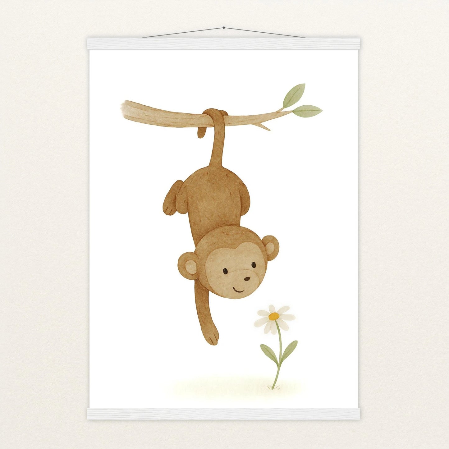 Aki der Affe - Motiv: "Gänseblümchen" Poster mit Leisten von tinylearner