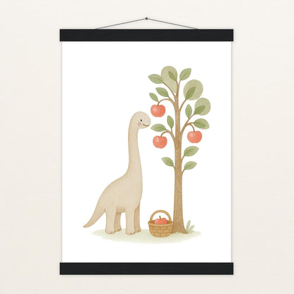 Dinosaurier Brachiosaurus - Motiv: "Apfelbaum" Poster mit Leisten von tinylearner