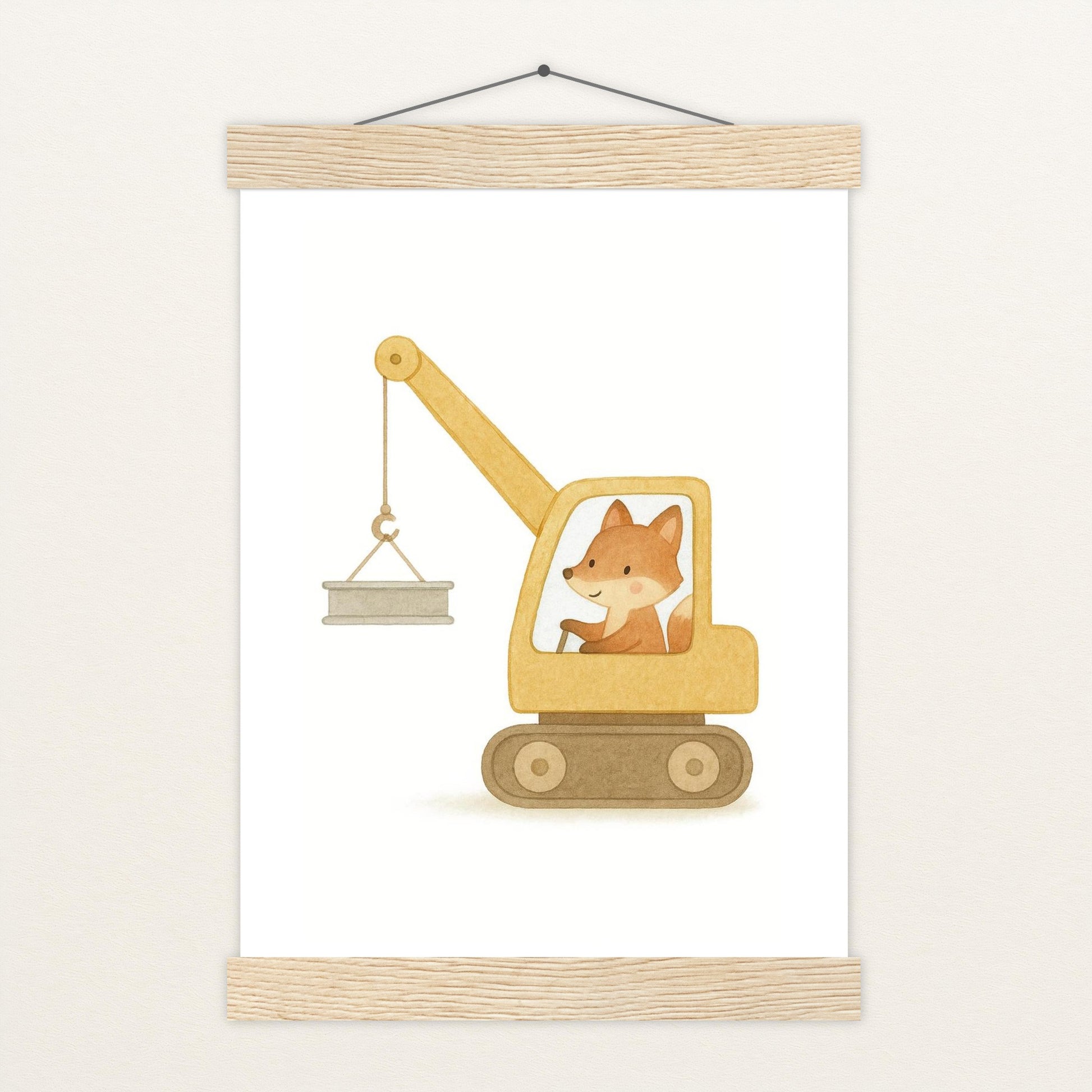 Finnegan der Fuchs - Motiv: "Kran" Poster mit Leisten von tinylearner