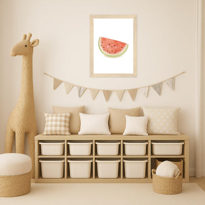 Obst: Melone Poster mit Holzrahmen von tinylearner